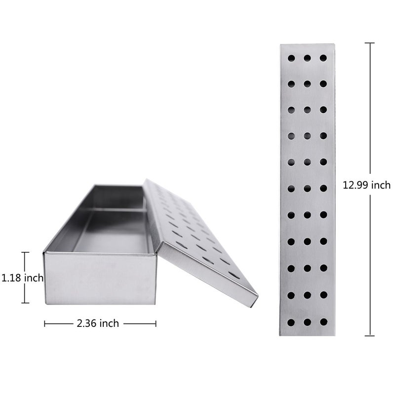 Lightique Smoker Box - Lightique Stainless Steel BBQ Smoker Box for Gas Grilling Works with Wood Chips, Grill & Smoker Accessories, Reusable Smoker Box with Lid for Gas Grill or Charcoal Grill, 13"x 2.4" x 1.2" - Image 3